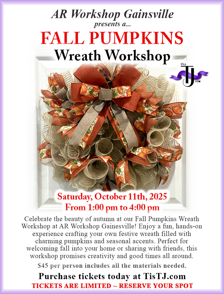 EVENT: October 11, 2025 - Fall Pumpkins Wreath Workshop - AR Workshop Gainsville