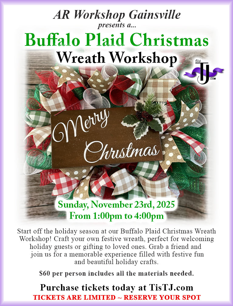 EVENT: November 23, 2025 - Buffalo Plaid Christmas Wreath Workshop - AR Workshop Gainsville