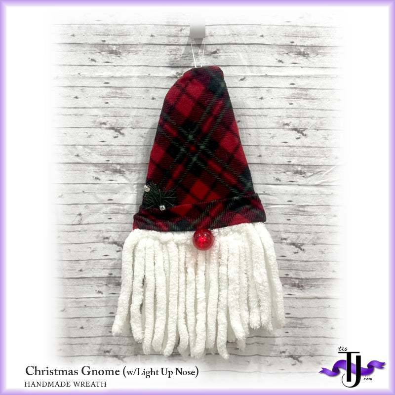 Christmas Gnome (w/Light Up Nose) Wreath