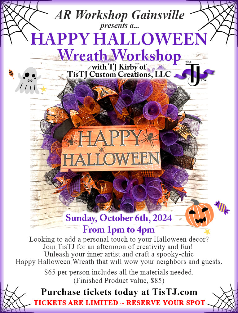 EVENT: October 6, 2024 - Happy Halloween Wreath Workshop - AR Workshop Gainsville