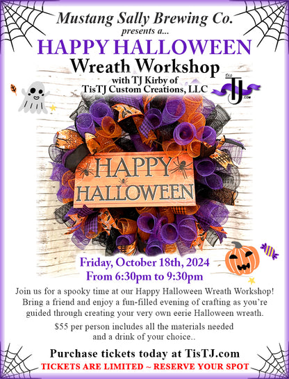 EVENT: October 18, 2024 - Happy Halloween Wreath Workshop - Mustang Sally Brewing Co.