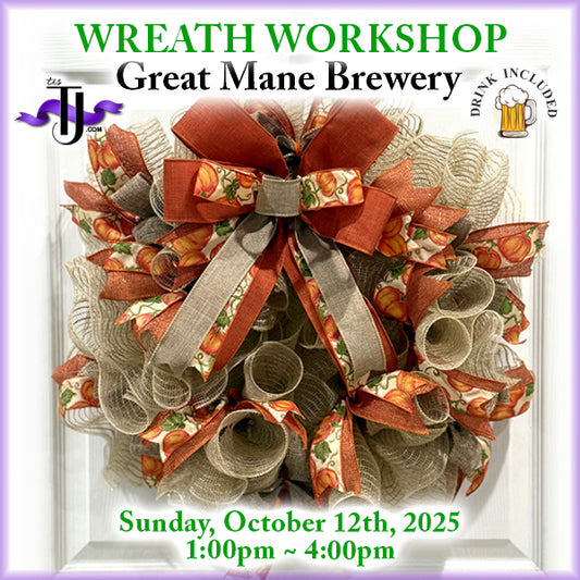 EVENT: October 12, 2025 - Fall Pumpkins Wreath Workshop - Great Mane Brewery