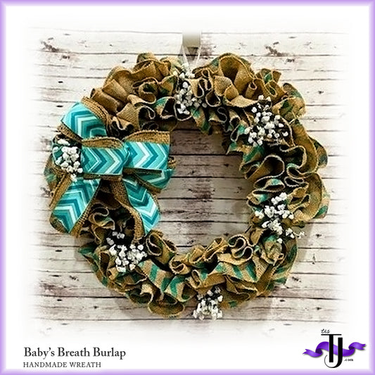 Baby's Breath Burlap, Handmade Wreath