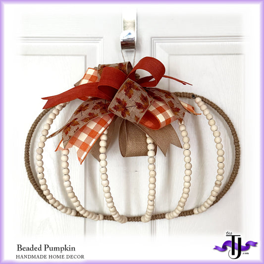 Beaded Pumpkin, Handmade Wall Decor