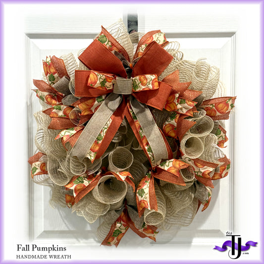 Fall Pumpkins, Handmade Wreath