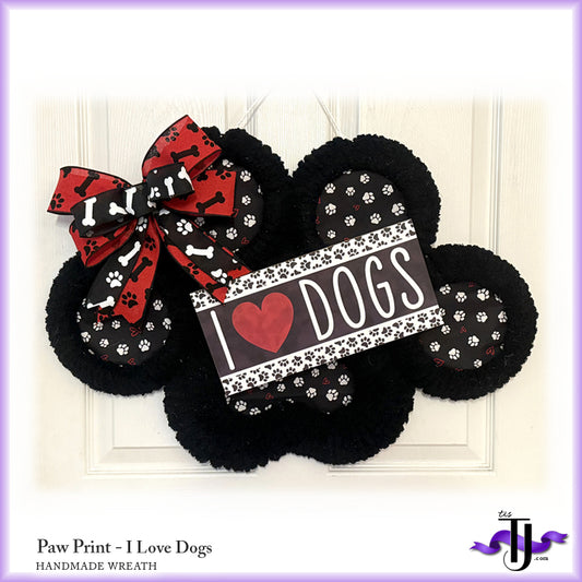Paw Print, I Love Dogs - Handmade Wall Decor