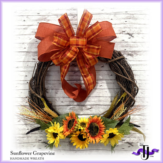 Sunflower Grapevine, Handmade Wreath