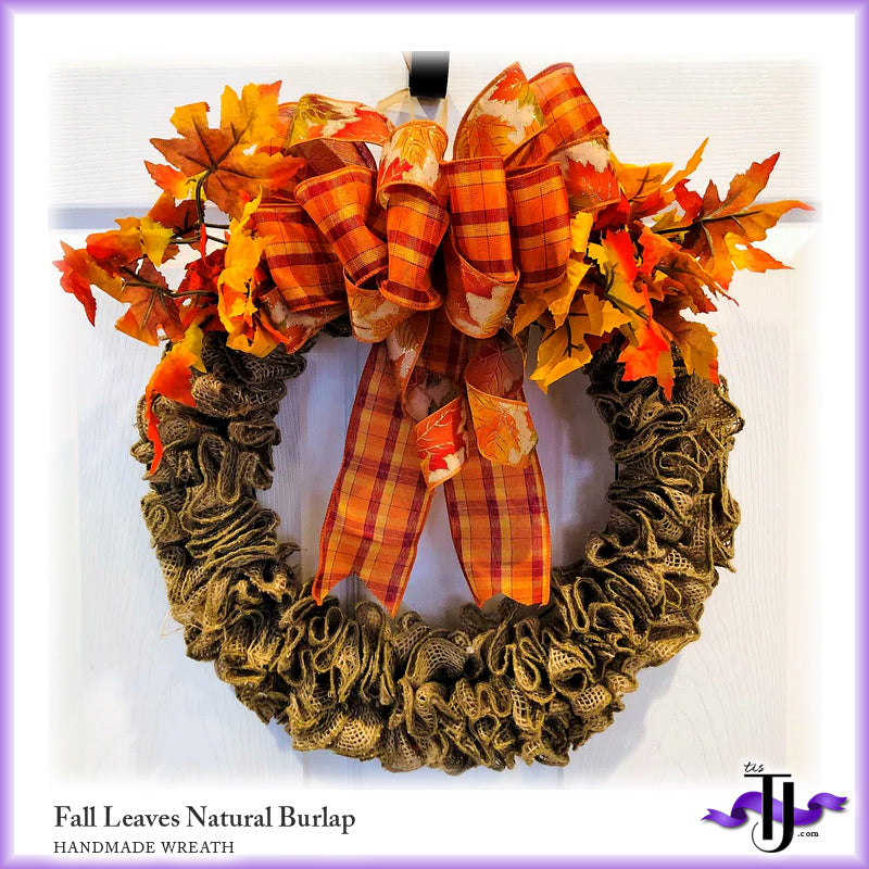 Fall Leaves Natural Burlap Wreath