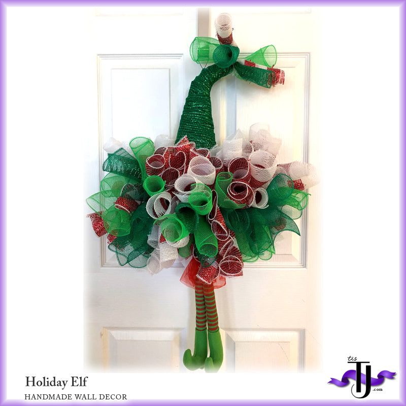 Holiday Elf Wreath Door Decor