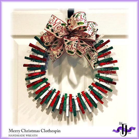 Merry Christmas Clothespin Wreath