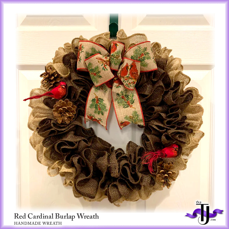 Red Cardinal Burlap Wreath