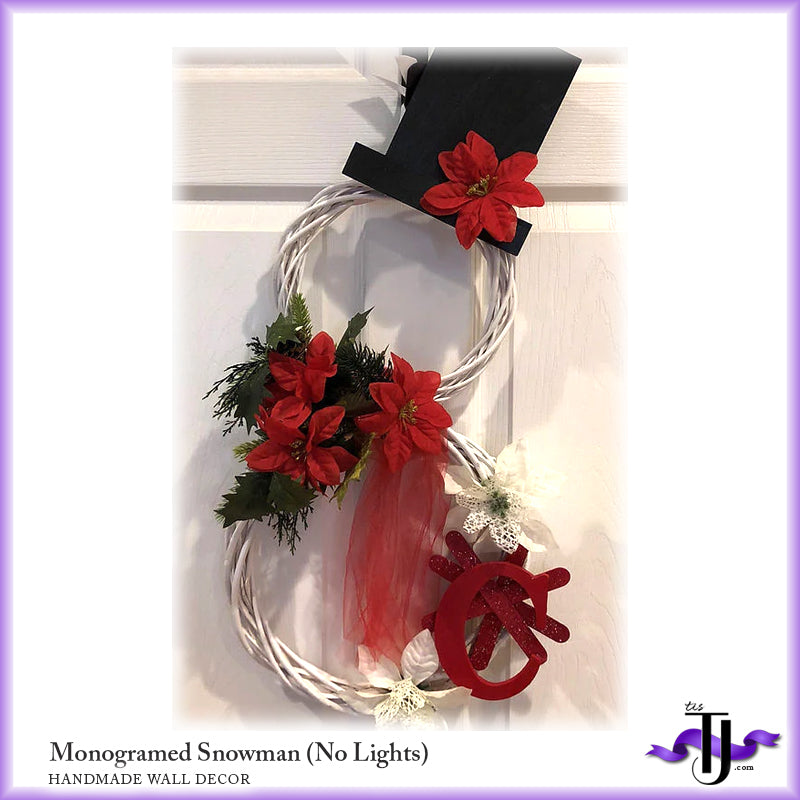 Snowman Monogramed Wreath