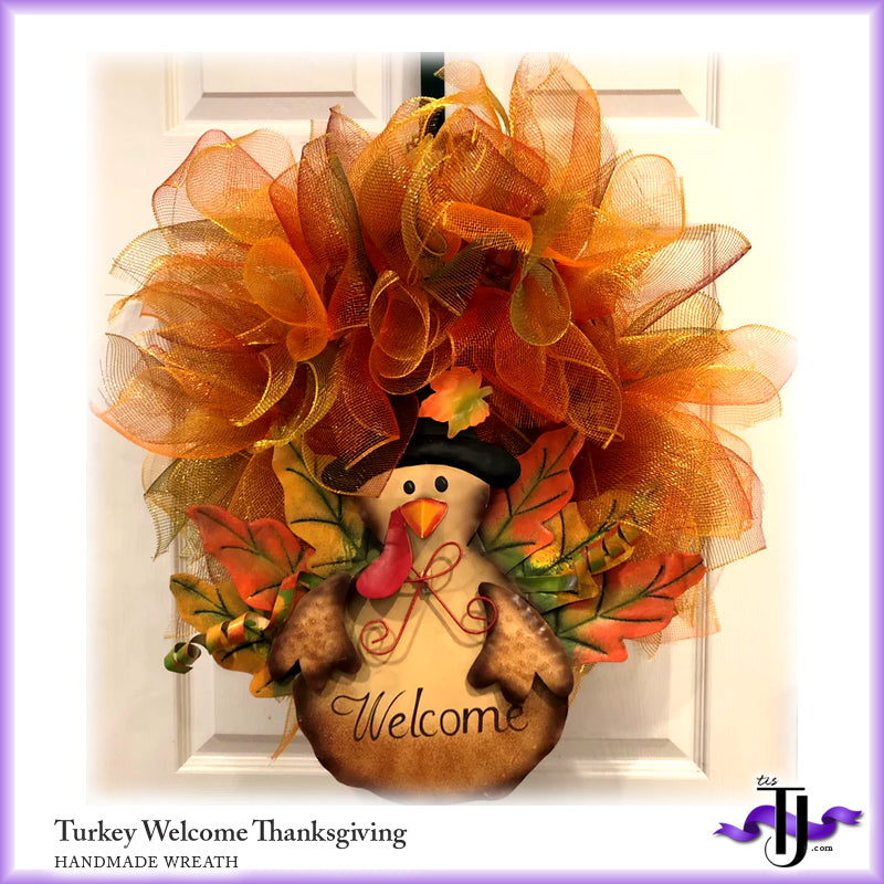 Turkey Welcome Thanksgiving Wreath